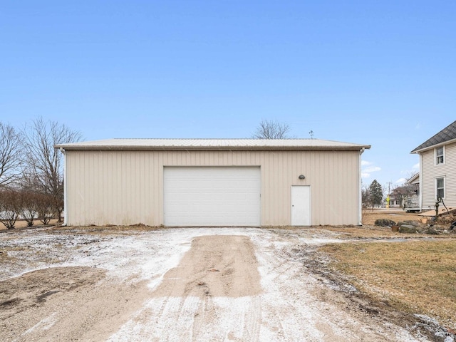 view of detached garage