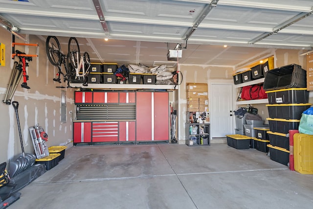 garage with a garage door opener