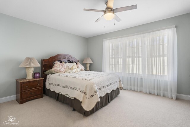 8043 Tamarack Ln, Morris, IL 60450 - bedroom featuring light colored carpet and ceiling fan