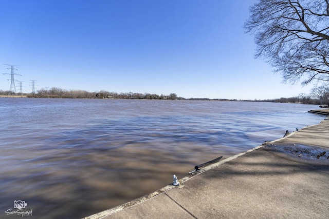 view of dock featuring a water view