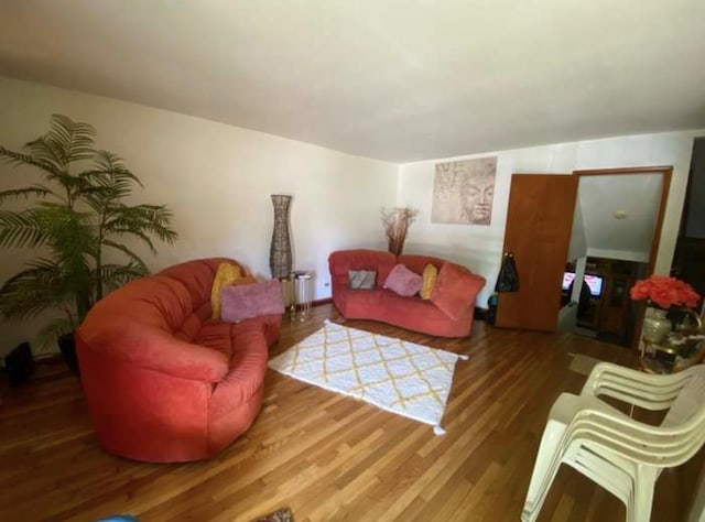 living room with wood finished floors