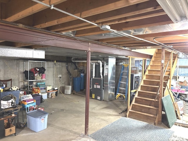 unfinished basement with heating unit