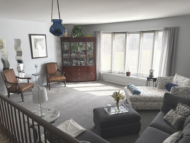 living room with carpet flooring