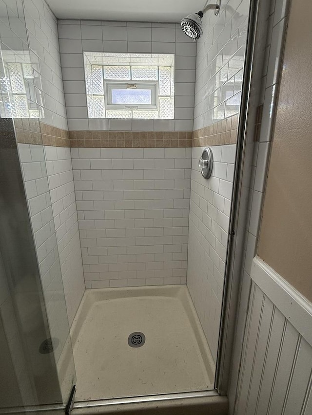 full bathroom featuring a shower stall