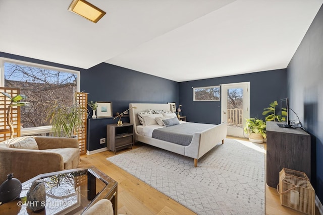 bedroom with light wood-type flooring