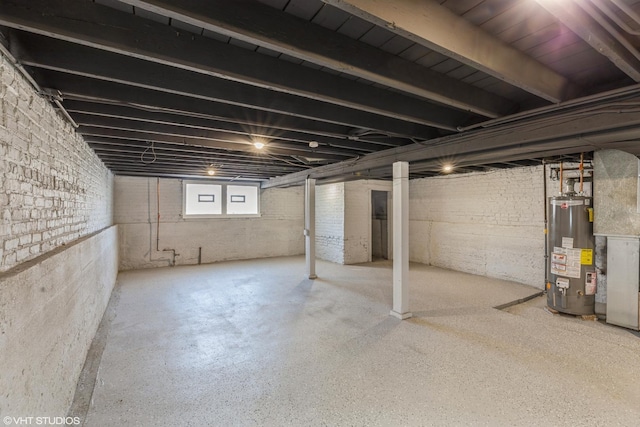 basement featuring water heater