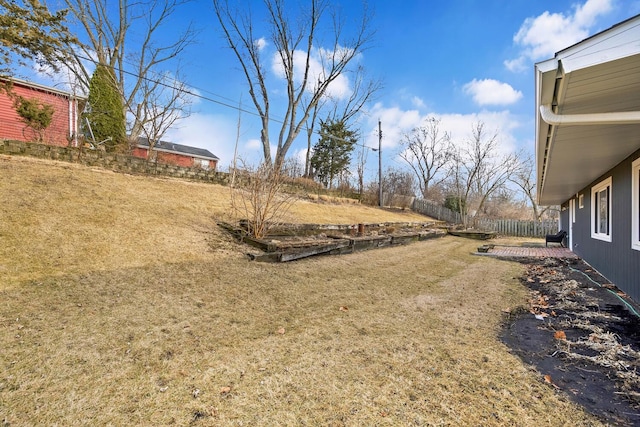 view of yard with fence