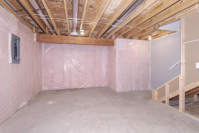 view of unfinished basement