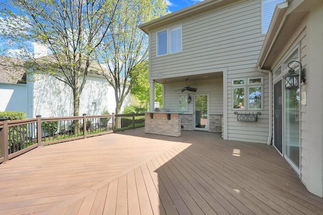 deck featuring ceiling fan