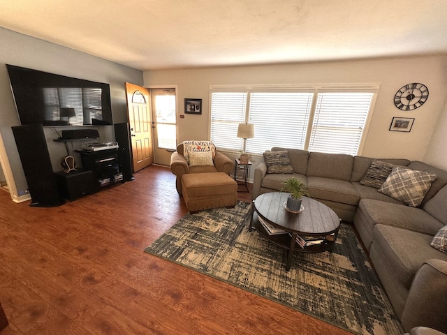 living room with wood finished floors