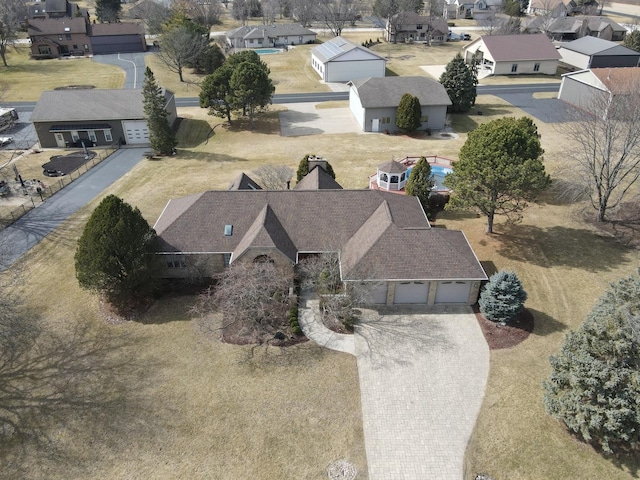 drone / aerial view featuring a residential view