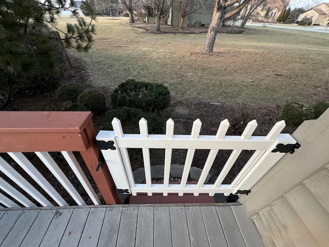 view of yard with a wooden deck