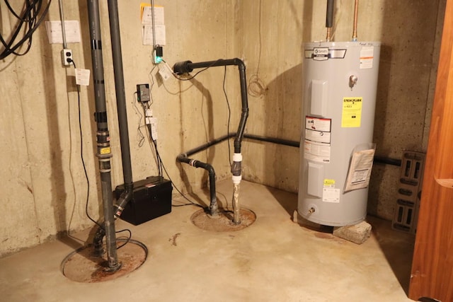 utility room with water heater