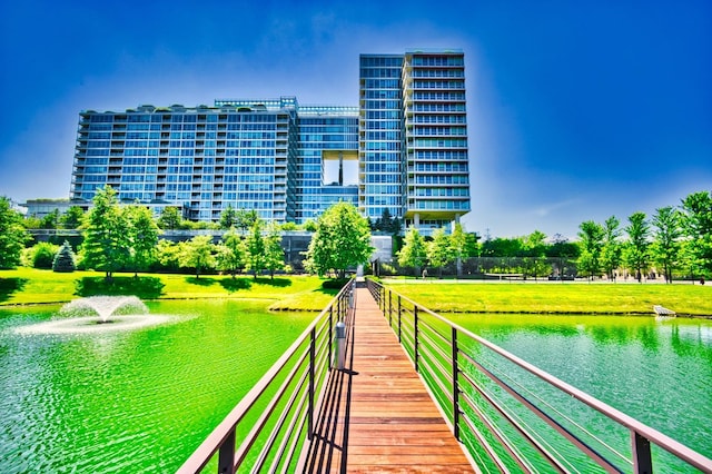 view of property's community with a water view