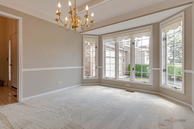 122 Kilchurn Ln, Inverness, IL 60067 - unfurnished room with carpet floors, a chandelier, and baseboards