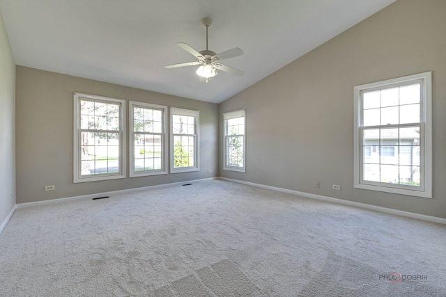 122 Kilchurn Ln, Inverness, IL 60067 - carpeted spare room with baseboards, vaulted ceiling, and ceiling fan