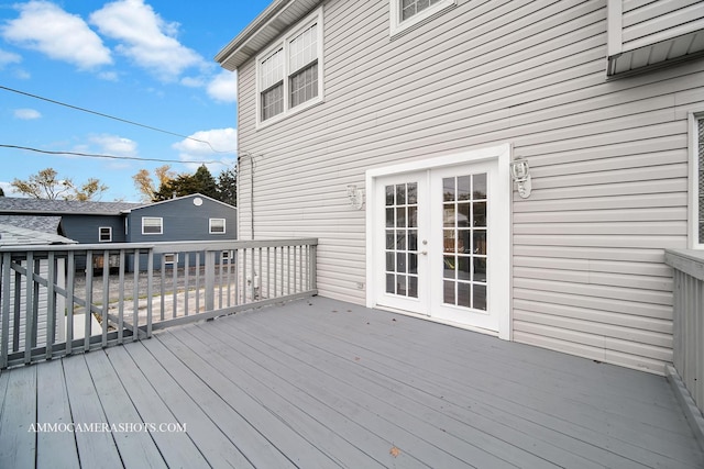 wooden deck with french doors