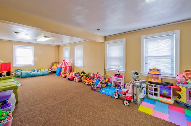 game room with carpet floors