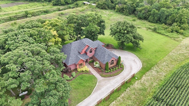 bird's eye view with a rural view