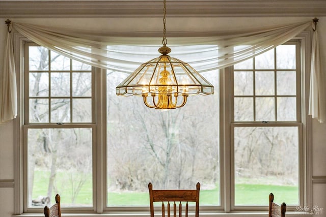 details featuring a notable chandelier