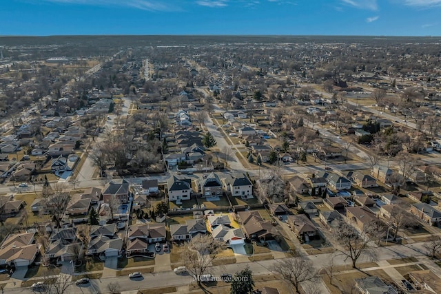 bird's eye view featuring a residential view