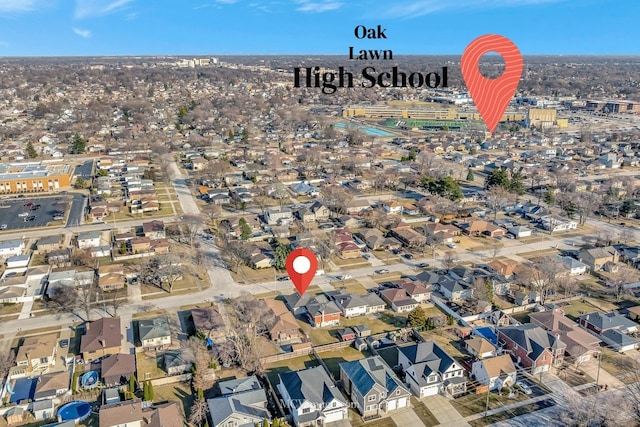 aerial view featuring a residential view