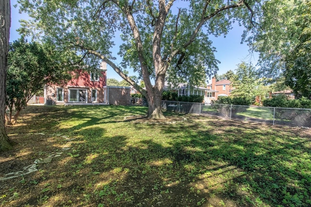 view of yard with a fenced backyard