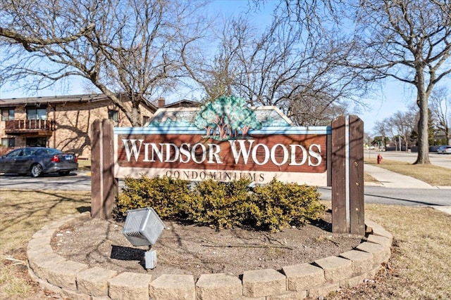 view of community sign