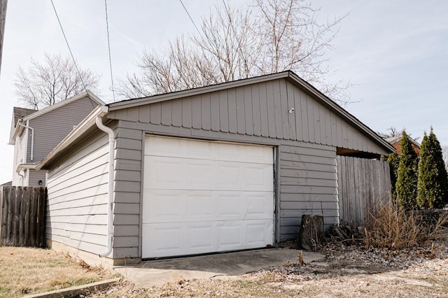 garage with fence