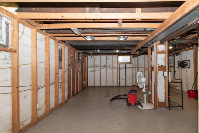 view of unfinished basement