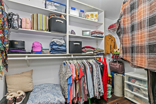 spacious closet with wood finished floors