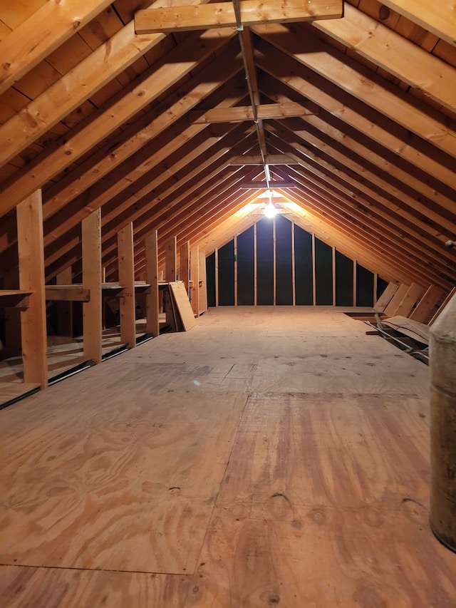 view of unfinished attic