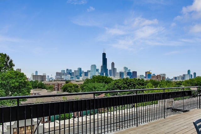 deck featuring a view of city