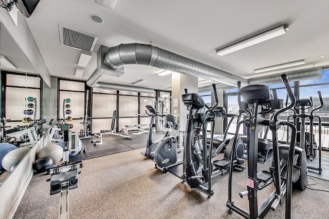 exercise room with visible vents