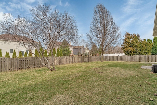 view of yard featuring a fenced backyard