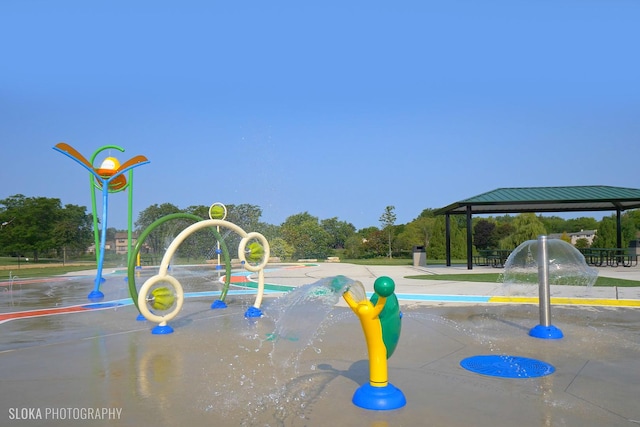 view of play area featuring a gazebo