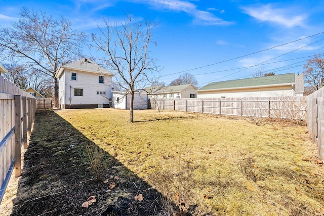 view of yard featuring a fenced backyard