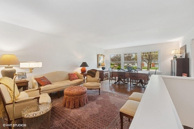 living area featuring wood finished floors