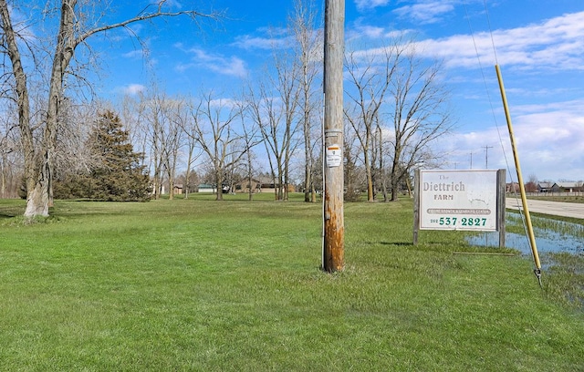 view of property's community with a lawn