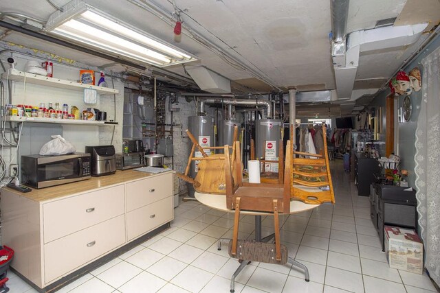 2652 W 22nd Pl, Chicago, IL 60608 - unfinished basement with gas water heater and light tile patterned floors
