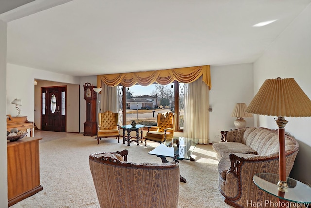 living room with carpet flooring