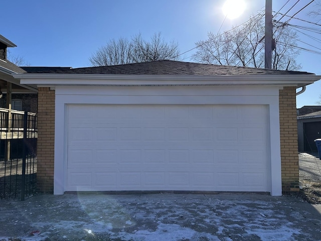 view of detached garage