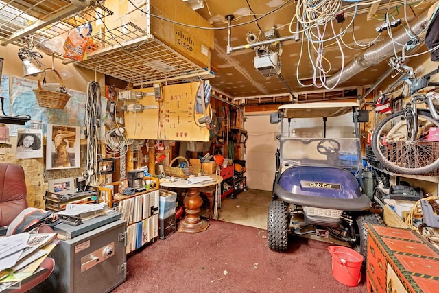 garage featuring a workshop area