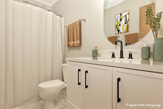 full bathroom with toilet and vanity