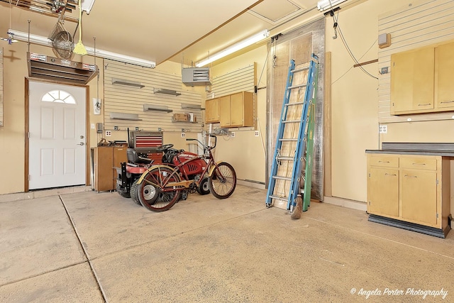 garage with a garage door opener