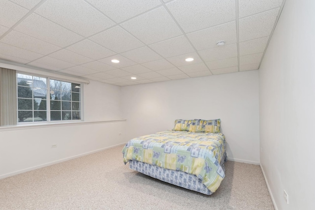 13536 Westridge Ct, Huntley, IL 60142 - bedroom with baseboards, carpet, recessed lighting, and a drop ceiling