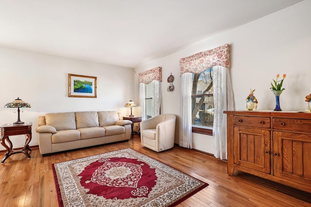 living room featuring light wood-style floors