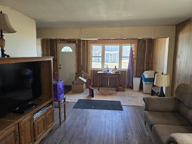 living area with wood finished floors