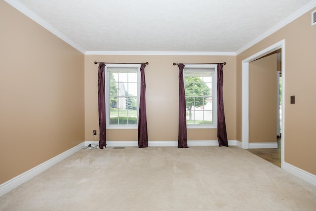 1208 Broad Creek Rd, Bloomington, IL 61704 - spare room with crown molding, healthy amount of natural light, baseboards, and light carpet