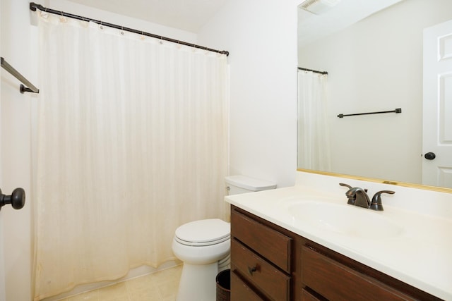 1208 Broad Creek Rd, Bloomington, IL 61704 - bathroom with vanity, toilet, tile patterned floors, and a shower with curtain
